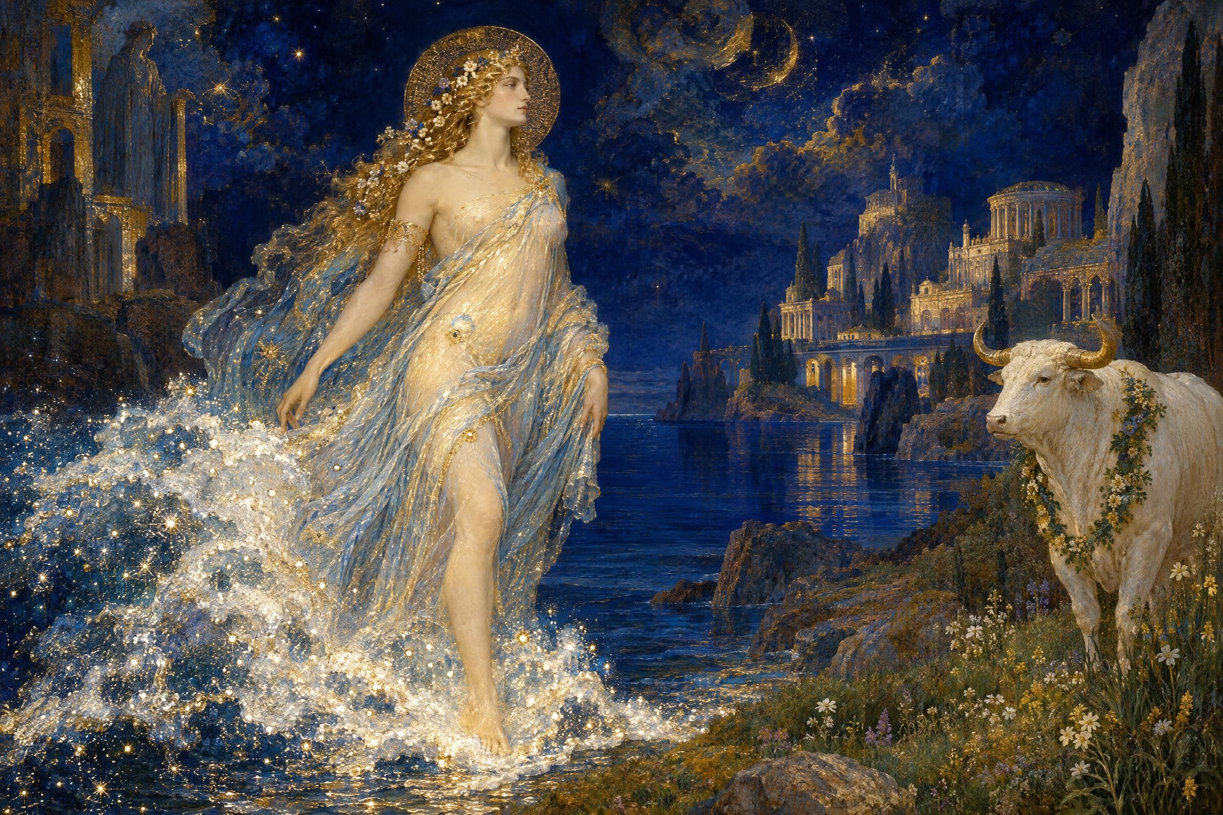 Born of the Sky, a painting after the manner of Gustave Moreau