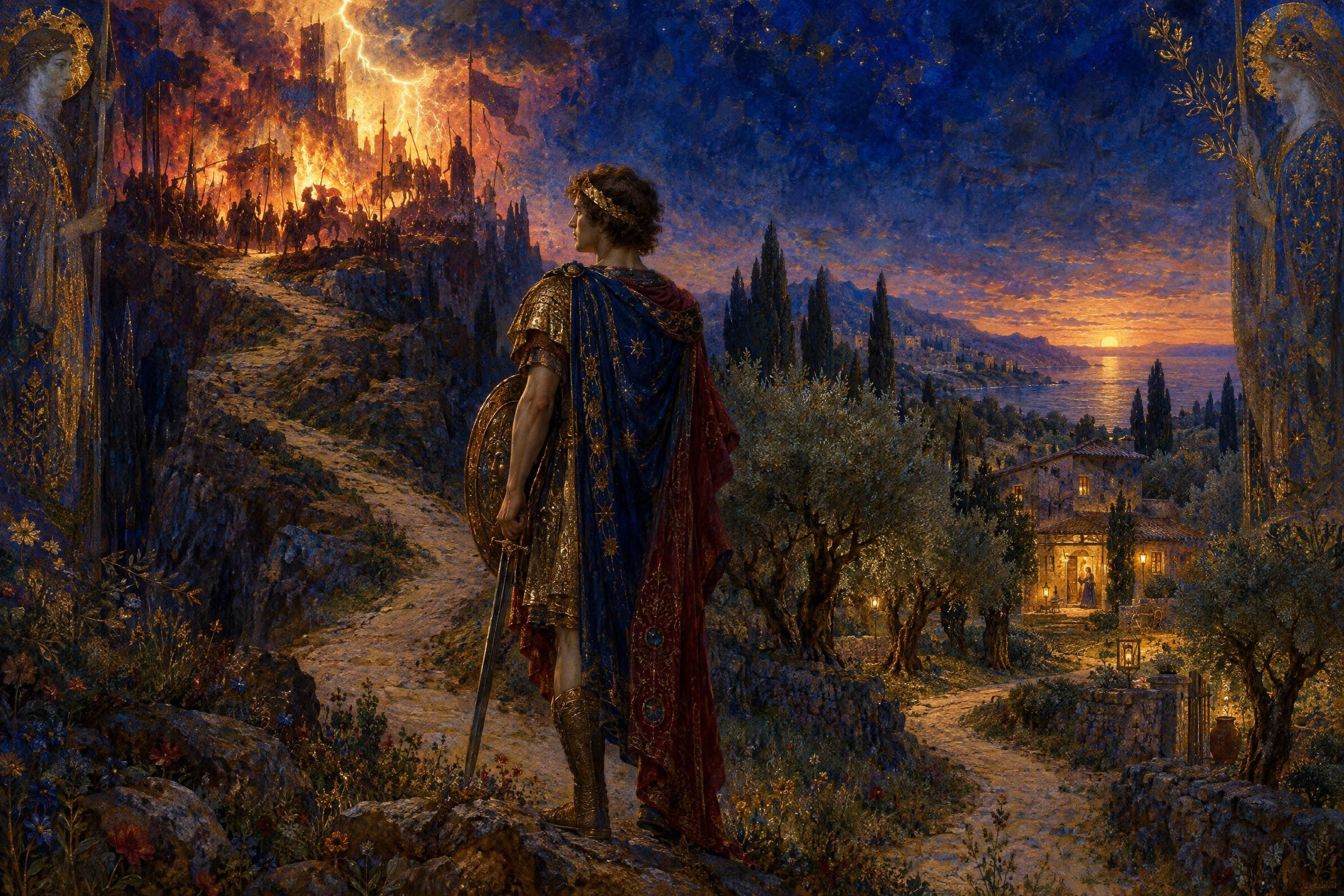 Achilles' Choice, a painting after the manner of Gustave Moreau
