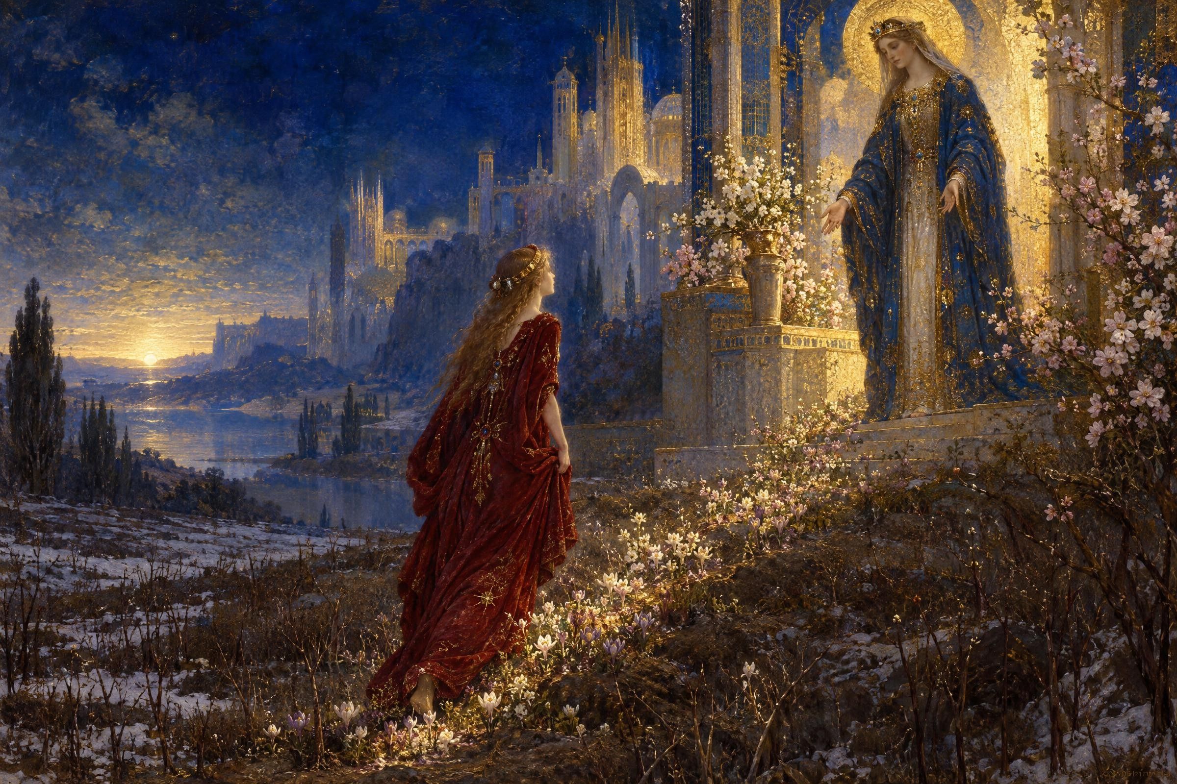 The Seasons of Persephone, a painting after the manner of Gustave Moreau