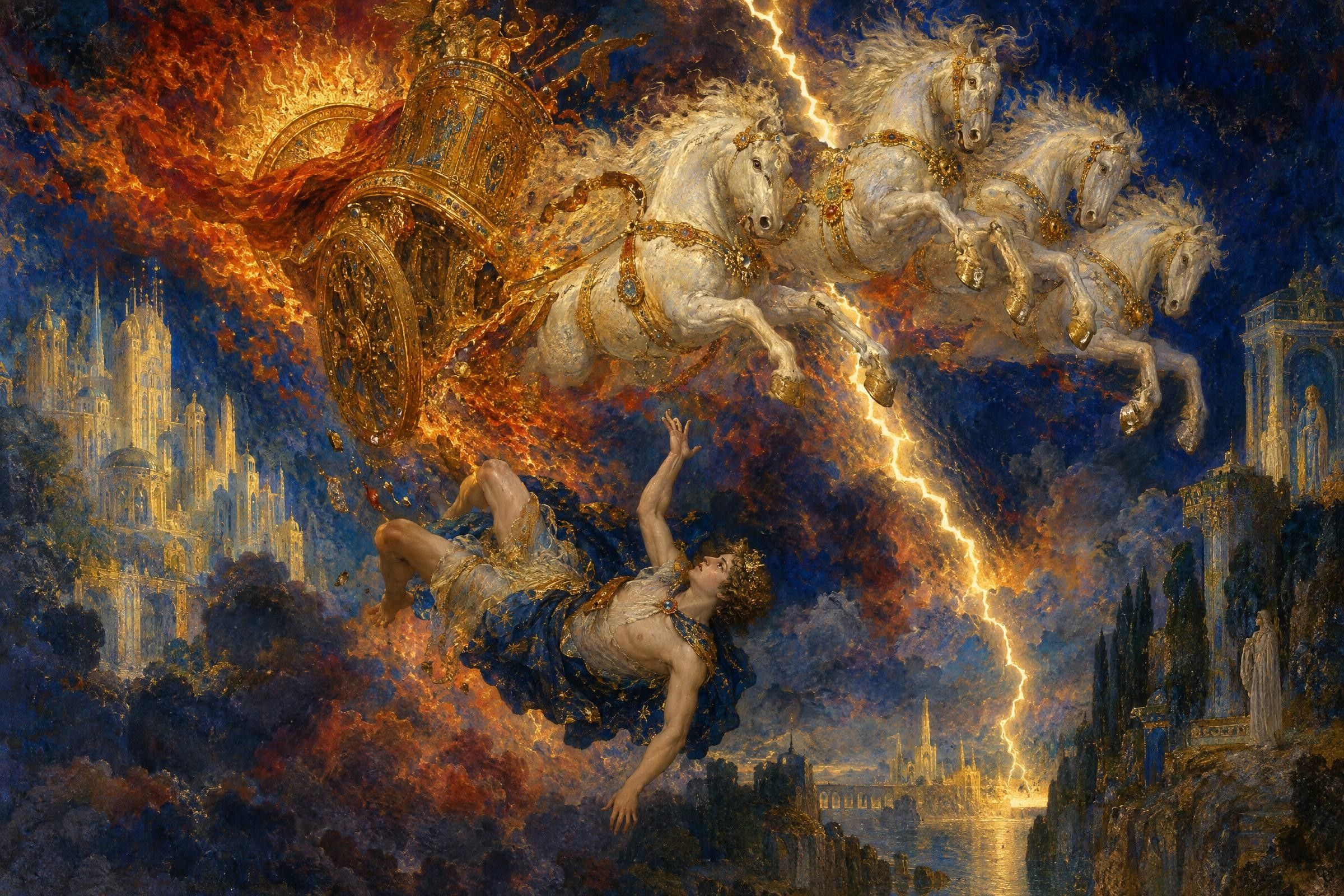 Phaethon's Chariot, a painting after the manner of Gustave Moreau